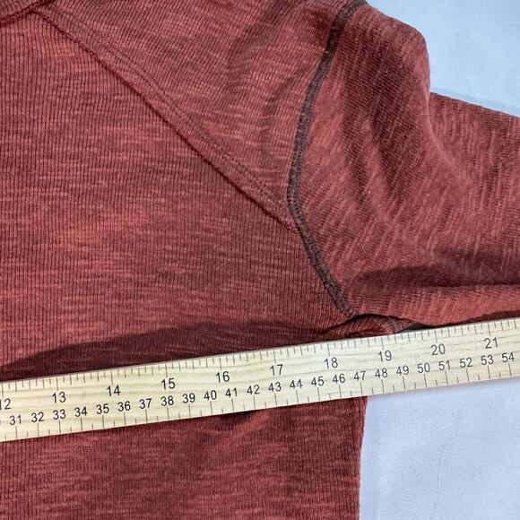 We The Free Size S Long Sleeve Split Back Turtleneck Raw Seams Rust Orange - Picture 3 of 7